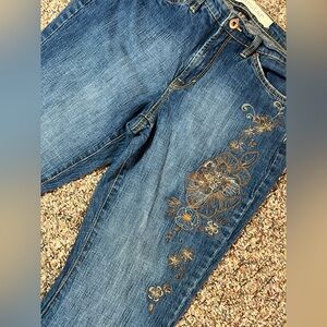 Jeanstar Embroidered Floral Bootcut Jeans Y2K Blue Denim Women’s